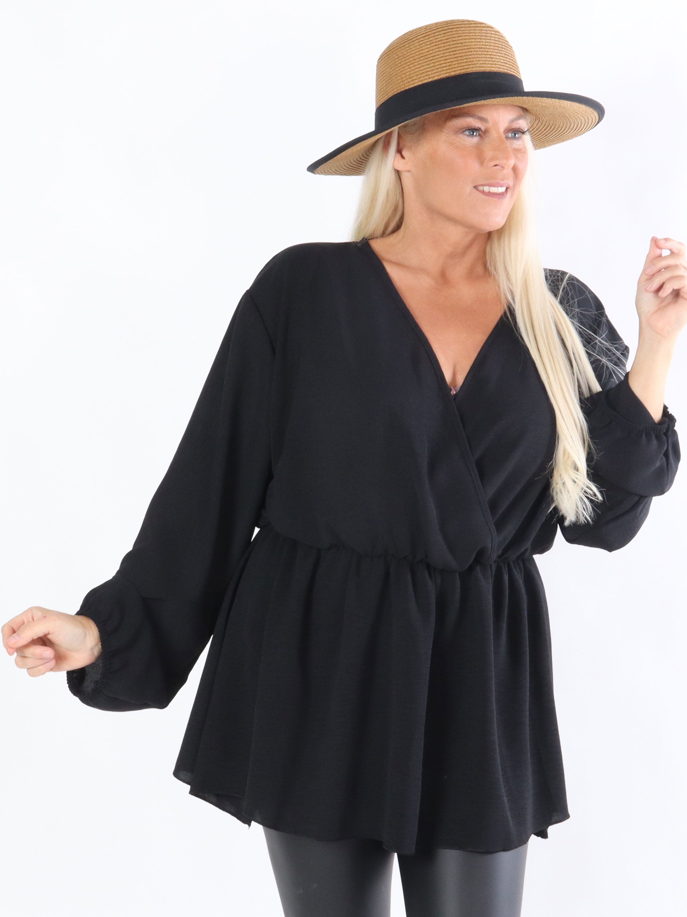 Hannah - Bluse med elastikkant under brystet